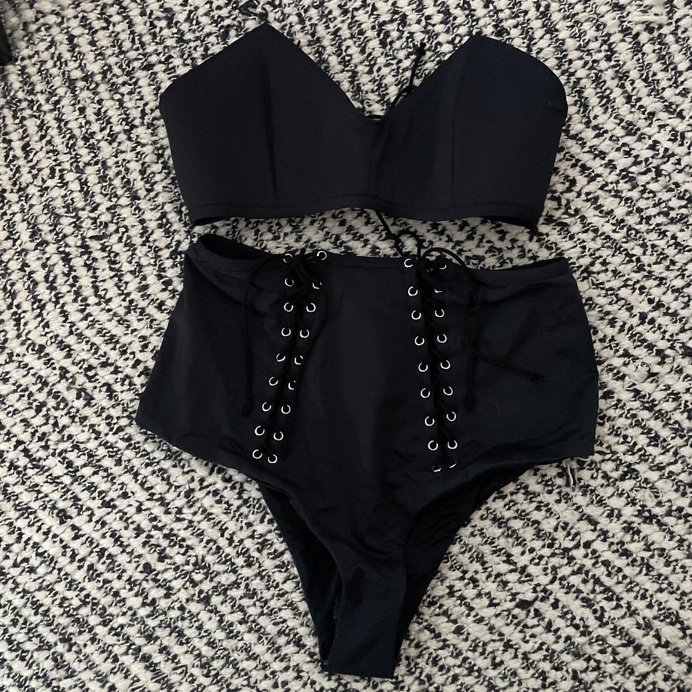 fleur du mal high waisted bikini set
